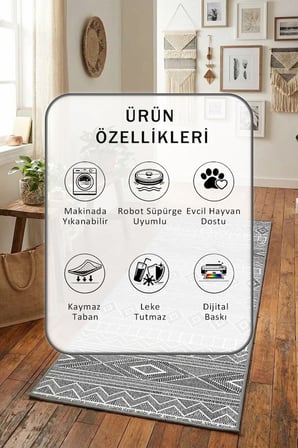 Ehl-176 Dijital Baskılı Kaymaz Yıkanabilir Yolluk - Leke Tutmaz