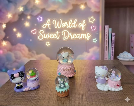 Kuromi, Tom ve Hello Kitty Figürlü 4'lü Kar Küresi Seti – Sevimli Hediyelik(dilediğiniz notu hediye paketi üzerine yazılı şeklinde gönderim yapılmaktadır)
