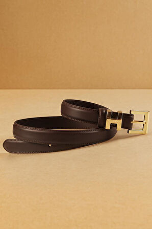 WİLLİAMPOLO Kahverengi Hakiki Deri Lüks Gold Toka Kadın Kemer