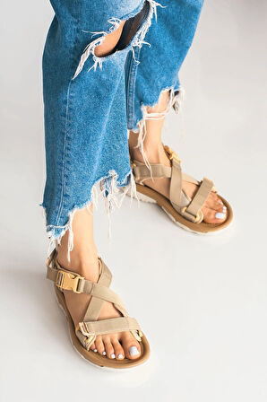 Günlük Unisex Tokalı Sandalet Yastıklı Hafif Tabanlı Çapraz Şerit Outdoor Esnek Ayakkabı 125Ç