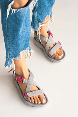 Günlük Unisex Tokalı Sandalet Yastıklı Hafif Tabanlı Çapraz Şerit Outdoor Esnek Ayakkabı 125Ç