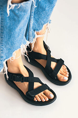 Günlük Unisex Tokalı Sandalet Yastıklı Hafif Tabanlı Çapraz Şerit Outdoor Esnek Ayakkabı 125Ç