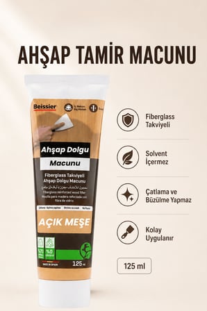 Açık Meşe Renk Ahşap Parke Tamir Macunu Mobilya Masa Dolgu Çatlak Çizik Giderici 125 ML
