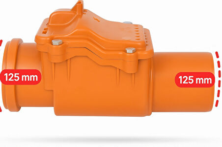 Ø125 mm PVC Atık Su Gider Çekvalfi – Geri Akış ve Koku Önleyici Kilitli Valf Sistemi
