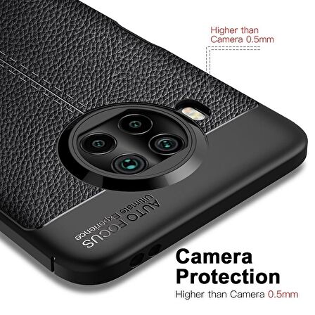 Smcase Xiaomi Mi10i 5g Kılıf Deri Dokulu Silikon  Nano Ekran Koruyucu 
