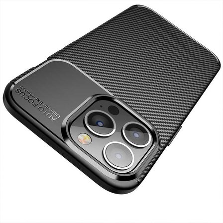 Gpack Apple iPhone 13 Pro Max Kılıf Negro Karbon Görünüm Dizayn SilikonNano Glass