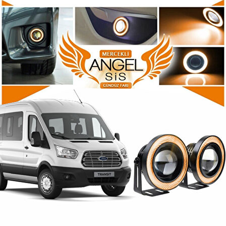 Ford Transit Tüm Modeller Uyumlu, Universal Mercekli Led Angel Sis Farı, 76mm Turuncu Renk