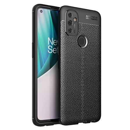 Smcase OnePlus Nord N100 Kılıf Deri Dokulu Silikon  Nano Ekran Koruyucu