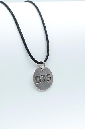 BTS Madalyon Kolye Deri İp Kolye Gümüş Kaplama Erkek Kadın Kolye