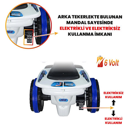 Uj Toys Müzikli ve Led Işıklı Akülü Atv 6V Safari-Beyaz Polis