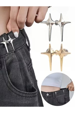Gümüş ve Gold Renk Kuzey Yıldızı Set, Pantolon Beli Daraltma Aparatı, Kemer, Bel Daraltma Çıtçıtı