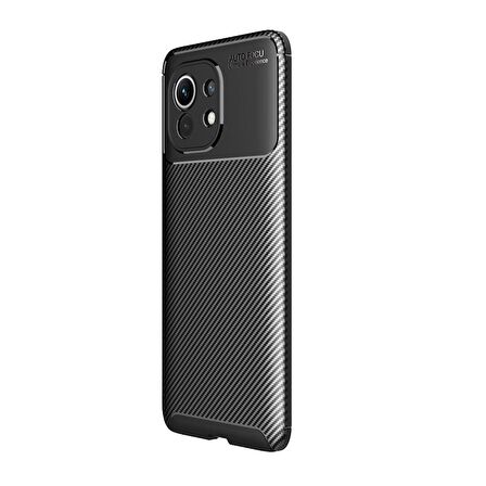 Smcase Xiaomi Mi 11 Kılıf Lüks Kamera Korumalı Karbon Silikon 