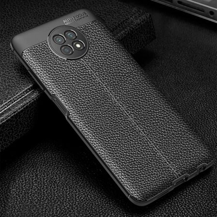 Smcase Xiaomi Redmi Note 9 5g Kılıf Deri Dokulu Dizayn Silikon  Nano Ekran Koruyucu