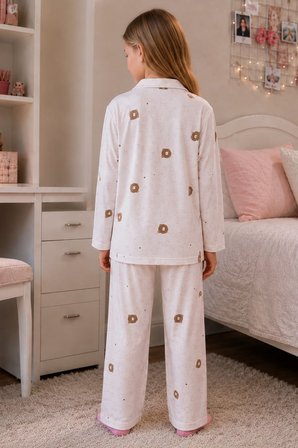Kız Çocuk Aile Boyu Pamuklu Desenli Pijama Takım TKM1023
