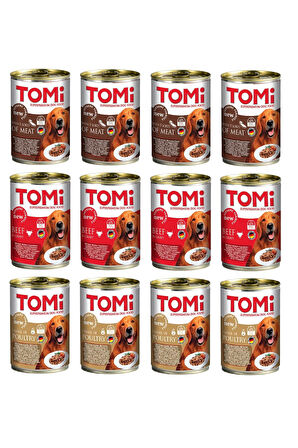 Tomi 3 Çeşit Karma  Gravy Soslu Köpek Konservesi 400 Gr. X 12 Adet