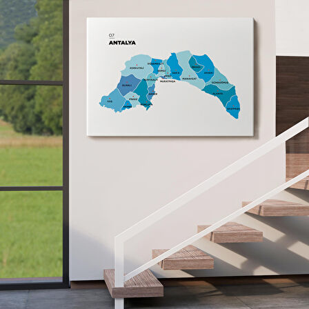 Harita Sepeti Antalya İli ve İlçeler Haritası Dekoratif Kanvas Tablo 1267