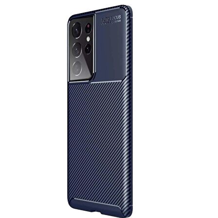 Smcase Samsung Galaxy S21 Ultra 5G Kılıf Karbon Dokulu Negro Silikon