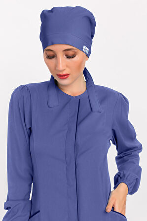 Düz Fırtına Mavisi Tesettür Doktor Hemşire Hastane Aşçı Cerrahi Bone
