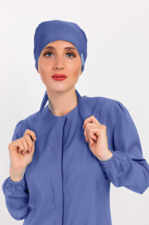 Düz Fırtına Mavisi Tesettür Doktor Hemşire Hastane Aşçı Cerrahi Bone