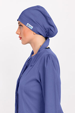 Düz Fırtına Mavisi Tesettür Doktor Hemşire Hastane Aşçı Cerrahi Bone