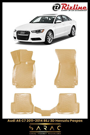 Rizline Audi A6 2012 Model BEJ 3D Havuzlu Paspas