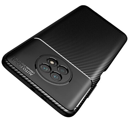 Smcase Xiaomi Redmi Note 9T Kılıf Karbon Dokulu Dizayn Silikon  Nano Ekran Koruyucu