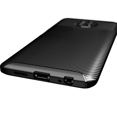 Smcase Xiaomi Redmi Note 9T Kılıf Karbon Dokulu Dizayn Silikon  Nano Ekran Koruyucu