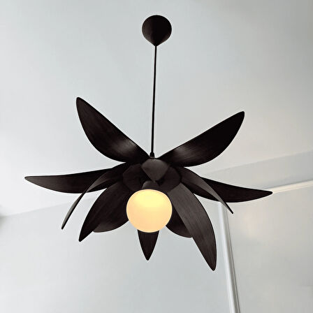 Lotus Avize – Ahşap Modern ve Minimal Tasarım Avize, İskandinav Salon ve Oturma Odası Aydınlatması