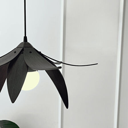 Lotus Avize – Ahşap Modern ve Minimal Tasarım Avize, İskandinav Salon ve Oturma Odası Aydınlatması