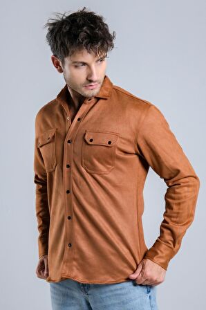 Çift Cep Kapaklı Mevsimlik Süet Gömlek XC U16463