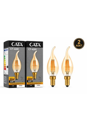CT-4281V Rustik Led Dekoratif Buji Ampul 4W E14 Amber 2’li Paket