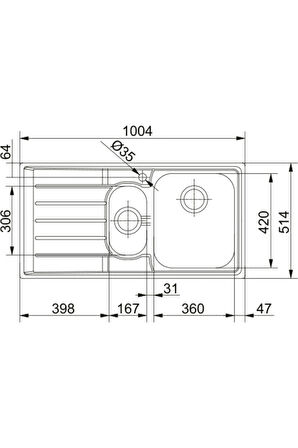 FRANKE NEPTUN SLİMTOP NEX 251 PASLANMAZ ÇELİK SOL DAMLALIKLI EVYE