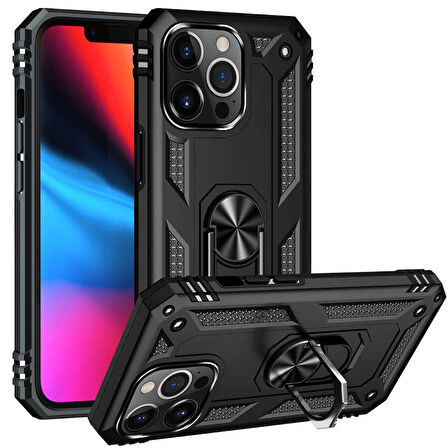 Gpack Apple iPhone 13 Pro Kılıf Vega Tank Standlı Yüzüklü Mıknatıslı