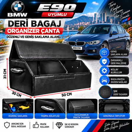 Bmw E90 Uyumlu Oto Bagaj Organizeri Deri Bagaj Kutu Çanta