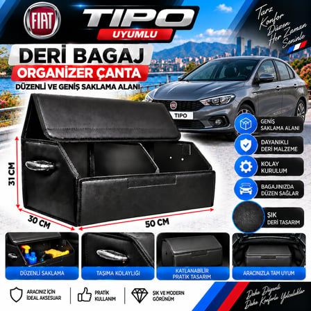 Fiat Tipo Uyumlu Oto Bagaj Organizeri Deri Bagaj Kutu Çanta
