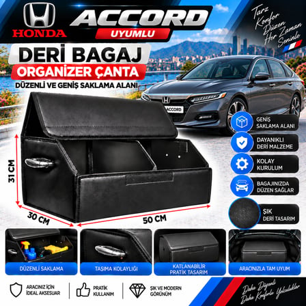 Honda Accord Uyumlu Oto Bagaj Organizeri Deri Bagaj Kutu Çanta