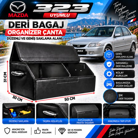 Mazda 323 Uyumlu Oto Bagaj Organizeri Deri Bagaj Kutu Çanta