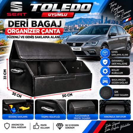 Seat Toledo Uyumlu Oto Bagaj Organizeri Deri Bagaj Kutu Çanta