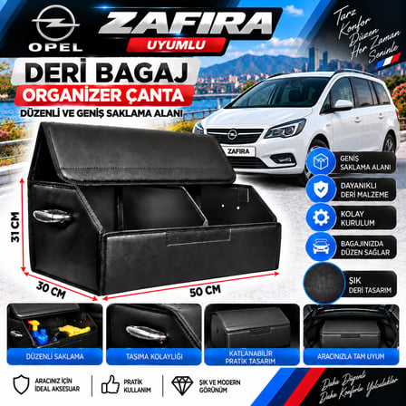 Opel Zafira Uyumlu Oto Bagaj Organizeri Deri Bagaj Kutu Çanta