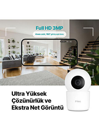 Ttec Wizi Pro 2 Full HD 360° Tak Çalıştır Wi-Fi Akıllı Kamera
