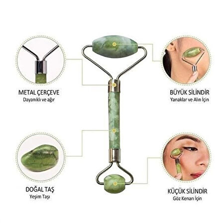 İpek Yıldızı® Yeşim Taşı Çift Taraflı Cilt Masaj Aleti