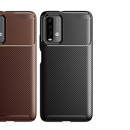 Smcase Xiaomi Redmi Note 9 4G Kılıf Karbon Dokulu Silikon