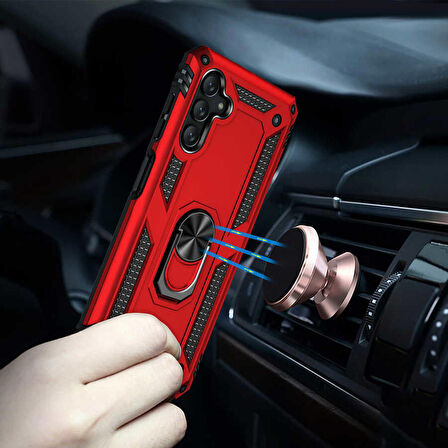 Gpack Samsung Galaxy A13 Kılıf Vega Tank Standlı Yüzüklü Mıknatıslı