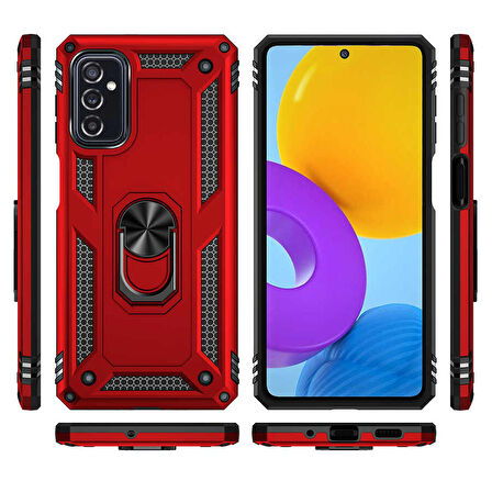 Gpack Samsung Galaxy M52 Kılıf Vega Tank Standlı Yüzüklü MıknatıslıNano Glass