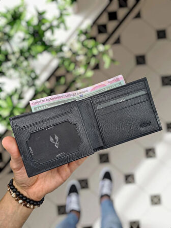 VİSSO 1272 SİYAH RENK HAKİKİ DERİ ÇANTA İSME ÖZEL HEDİYELİK CÜZDAN Erkek Kadın  SİYAH RENK