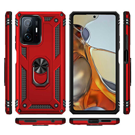 Gpack Xiaomi Mi 11T Pro 5G Kılıf Vega Tank Standlı Yüzüklü Mıknatıslı