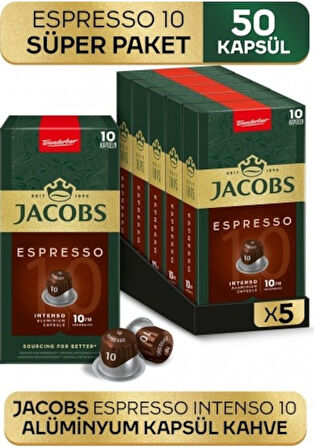 Jacobs Espresso 10 Intenso Nespresso Uyumlu Kapsül Kahve 10 Lu X PKT.JACOBS.015 Kapsül Kahve