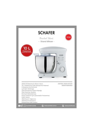 Schafer Prochef Maxi 10 L Standlı Mikser