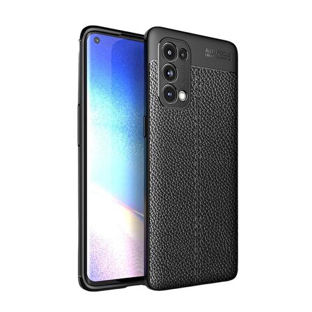 Smcase Oppo Reno 5 Pro 5G Kılıf Kamera Korumalı Deri Dokulu Silikon
