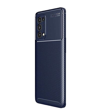 Smcase Oppo Reno 5 Pro 5G Kılıf Kamera Korumalı Karbon Dokulu Silikon